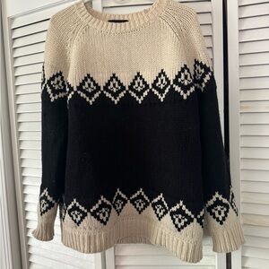 Nili Lotan Black and Cream Crew Neck Sweater